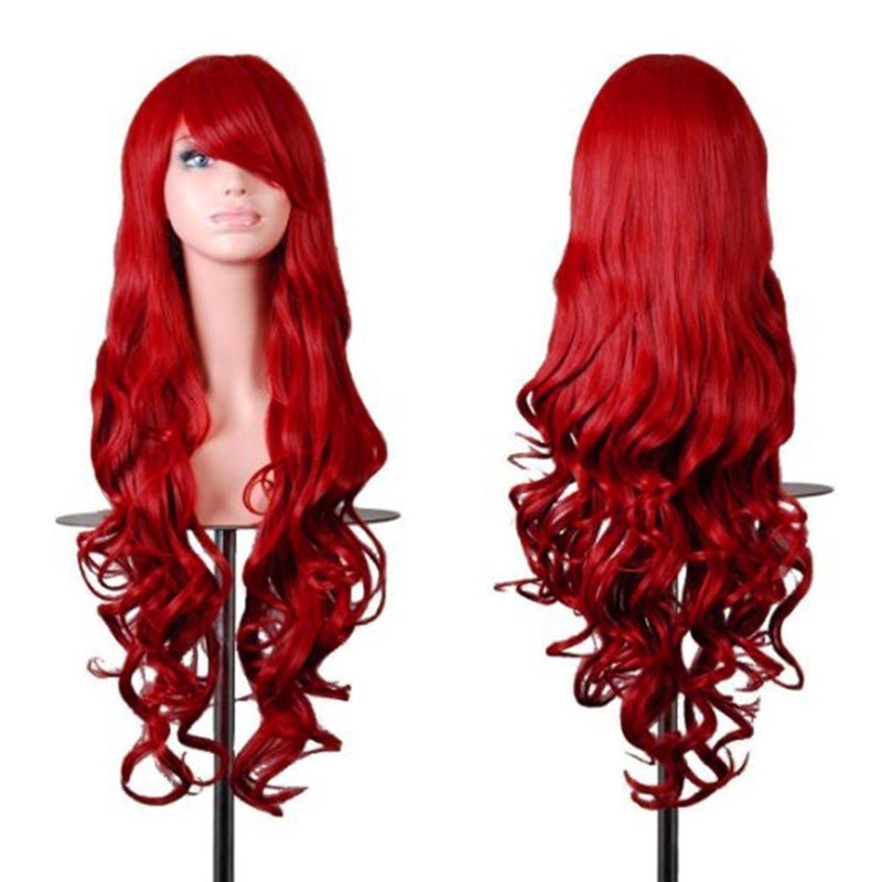 Rbenxia Curly Cosplay Wig Long Hair Heat Resistant Spiral Costume Wigs Anime Fashion Wavy Curly Cosplay Daily Party for Adult Red 32" 80cm - Image 2